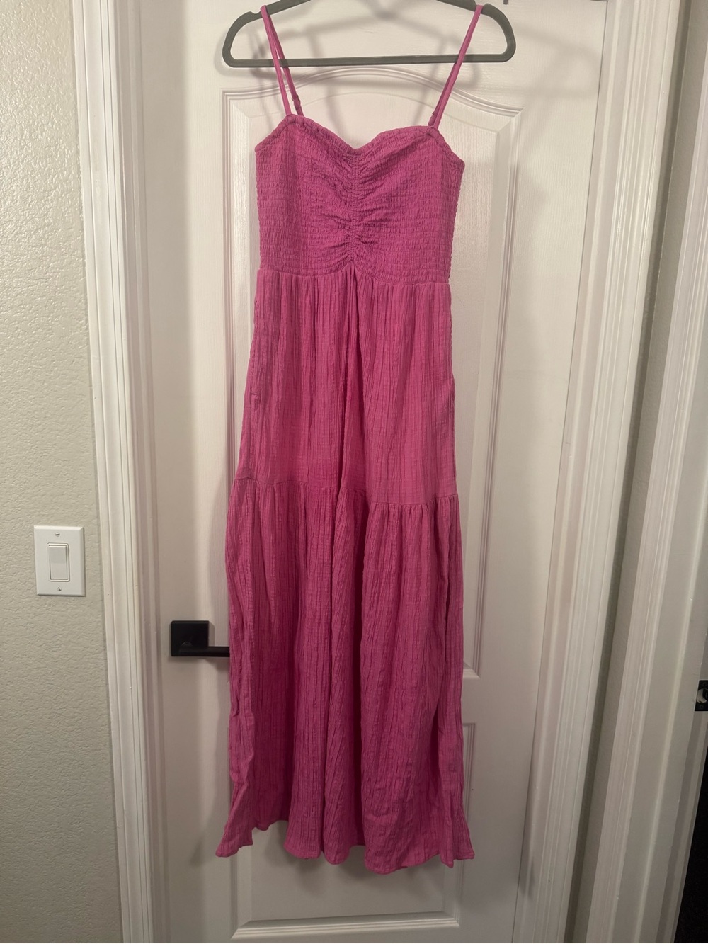 L Space Mallorca Pink Smocked Tiered Maxi Dress